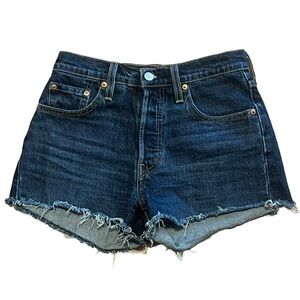 Levi’s 501 medium wash button fly cut off denim shorts